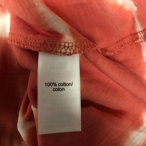 Maurices Top Womens Size Large Tie Dye V Neck Cotton Coral White Faux Wrap Shirt - Picture 6 of 9